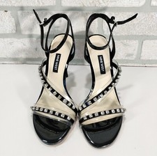 Nine West High Heels Pumps Women 7 M Black Strappy Sexy Embellished Regencycore