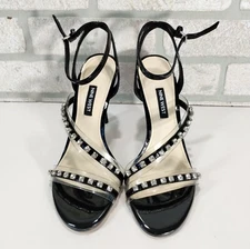 Nine West High Heels Pumps Women 7 M Black Strappy Sexy Embellished Regencycore