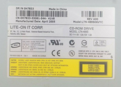 Lite-On LTN-489S06VYC IDE CD-ROM Drive Dell DP/N 0H7833 eMachines - Picture 3 of 5