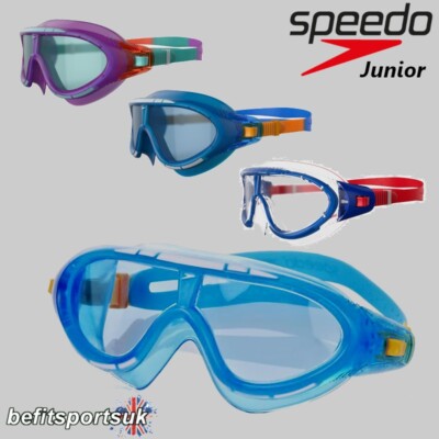 SPEEDO SCHWIMMBRILLE MASKE JUNIOR BIOFUSE RIFT KINDER BREIT POOLBRILLE NO FOG UV