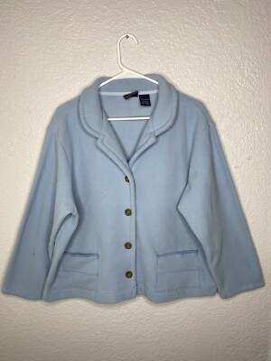 Route66 Womens Blue Jacket Button Collared Fleece Long Sleeve Size Large ''