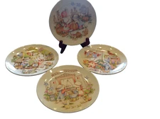 Country Kids  Plates 1991 Complete Set of 4 Collectors Dessert Watkins Inc 7.5"
