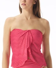 MSRP $92 Vince Camuto Crochet Draped Tankini Top Pink Size Medium