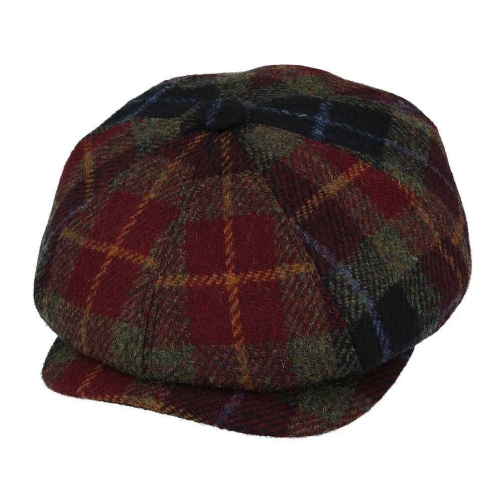 Gladwin Bond Harris Tweed Wool Newsboy Cap Burgundy X-Large