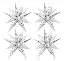KatchOn, Silver Star Balloons Metallic - 26 Inch, 50 Pieces Silver Spike Balloon