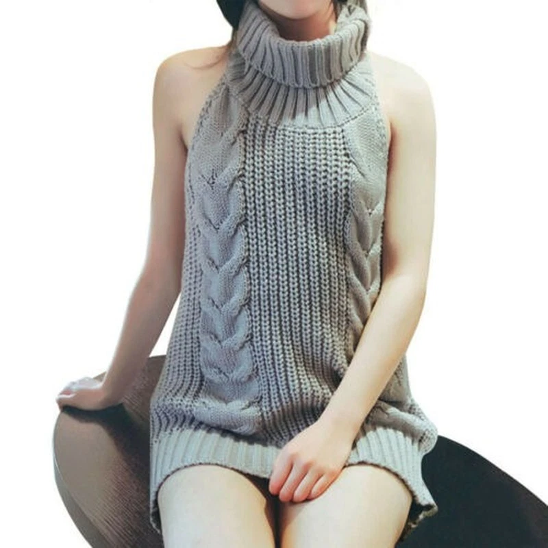 Backless Sleeveless Sweater Sexy Lace-up Knit Cosplay Roleplay Shirt Virgin-Kill - Image 3 of 4