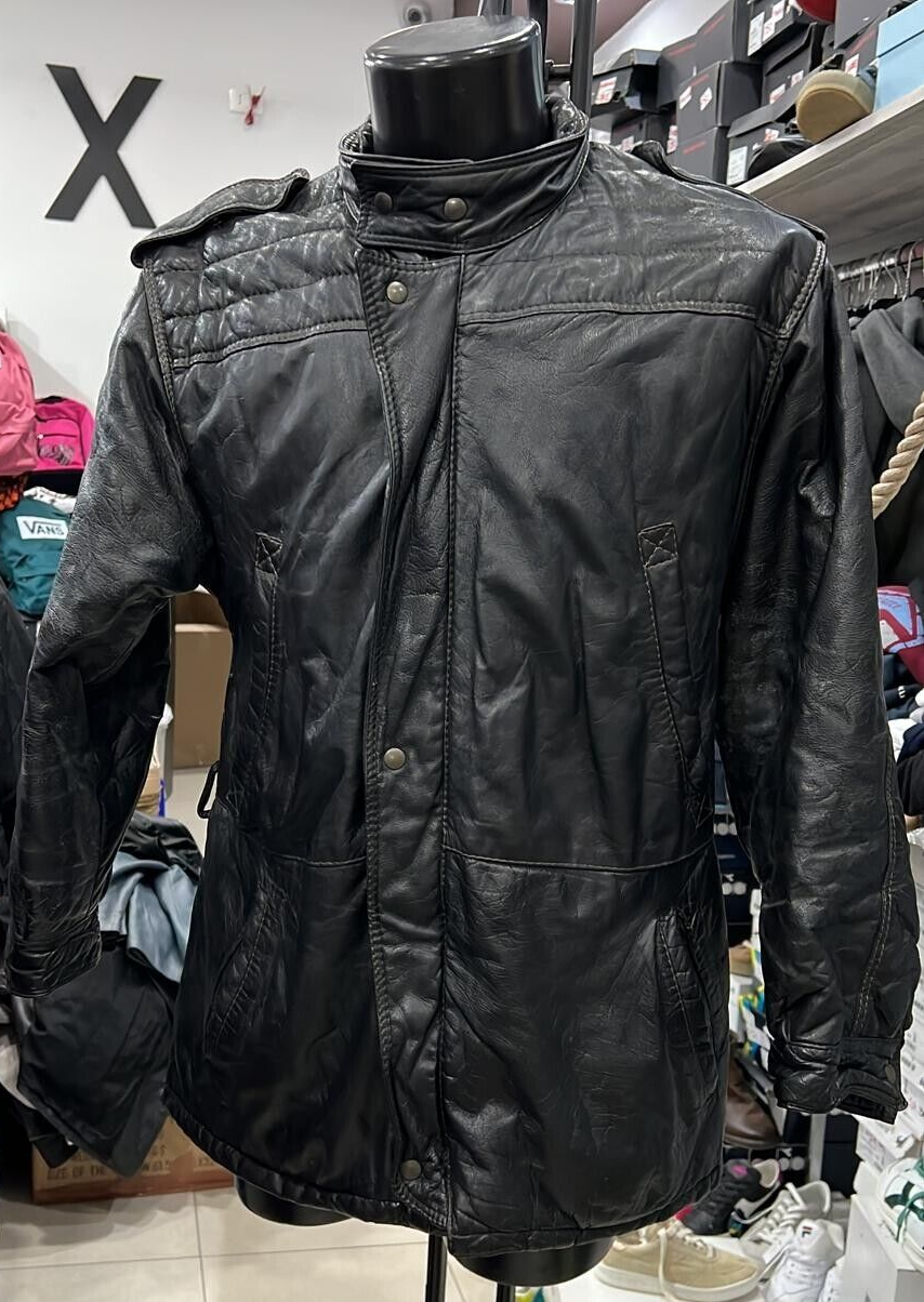 Men's Black Leather Jacket Size 50 - Style PGS1149PI-image