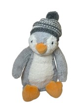 Jellycat Bashful Grey Bobble Hat Penguin Small Retired Light Grey Penguin 8”