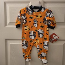Peanuts Snoopy Halloween Cotton Zip Sleeper Newborn NWT