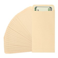 Money Envelope, 25 Pcs 6.5" x 3.5" Cash Holder for Checks Coins, Khaki