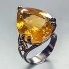 Gems ring 28 ct Natural Citrine Quartz Ring 925 Sterling Silver Size 8 /R457456