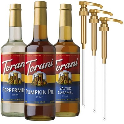 Coffee Drink Syrup Fall Winter Variety 3 PCS Pumpkin Peppermint 25.4 Fl Oz