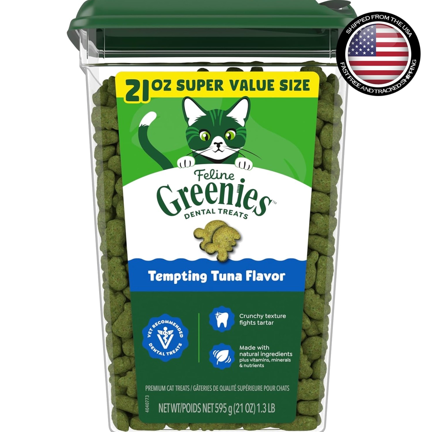 Golosinas dentales para gatos aprobadas por veterinarios con sabor a atún - 21 oz para todas las razas