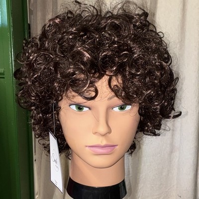 Dark Brown Curly Wig Hairpiece Clip-In Classic Cap Curly Hair Texture