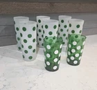 Vintage Anchor-Hocking Frosted Green Dot Glasses