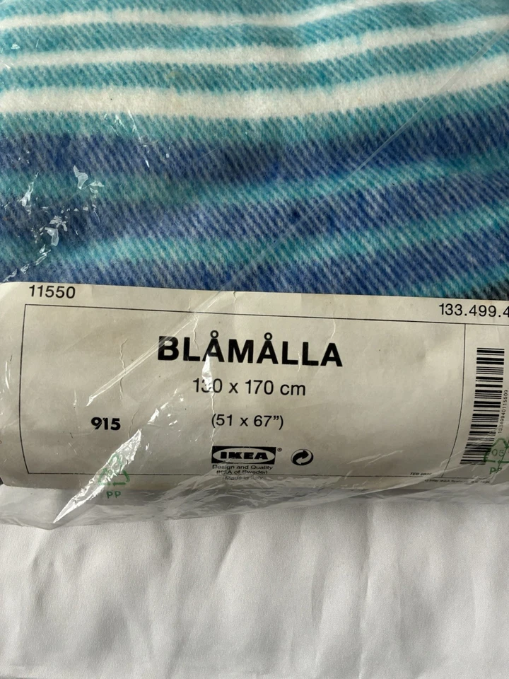 IKEA Of Sweden BLAMALLA Blue Striped Throw Blanket 51” X 67” Vintage NEW - Image 3 of 4
