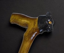 Hand carved wooden cat handle walking stick for men women walking cane gift