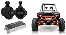 Pair Rockville 6.5" 250w Tower Speakers 2-Channel Amplifier, Polaris RZR/ATV/UTV