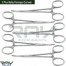 5 Pcs Hemostat Kelly Artery Clamp Forceps Curved 14cm Surgical Locking Pliers