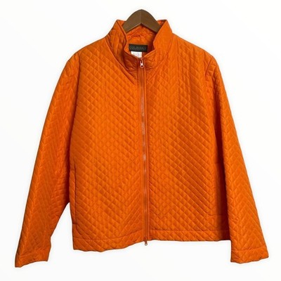 Orange Quilted Jacket Y2K Vintage Size Large Harve Bernard Bright Layering Coat