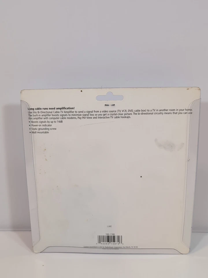Radio Shack Bi Directional Signal Amplifier Cable Box TV  VCR 15-1195 HDTV NEW - Image 3 of 3