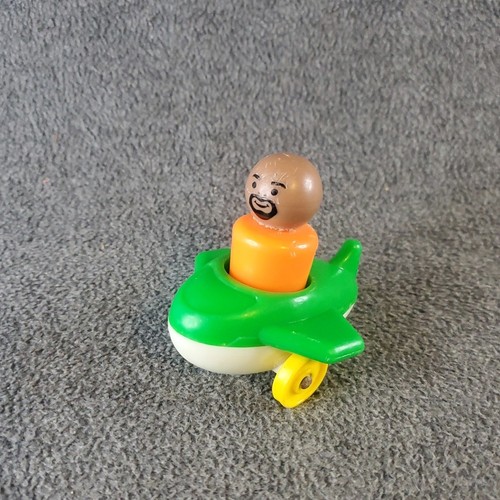 Fisher Price Little People Vintage Nursery Baby Airplane Green With 1 Figure - Picture 2 of 24