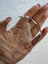 Vintage Clear Round Flat Ornament Merry Chris...