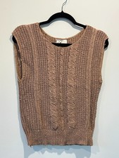 Vintage True Performance Cable Knit Sweater Vest Cotton Mens Medium Made in USA