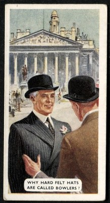 Tabakkarte, Carreras, DO YOU KNOW, 1939, Warum Hartfilzhüte Bowlers genannt, #49