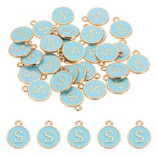 Letter Charm, 30 Pcs Capital Initial Alphabet S Letter Charm for Bracelet, Blue