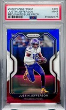 Justin Jefferson ROOKIE RARE HOLO REFRACTOR GRADED CARD PSA 9 Vikings Mint. rookie card picture