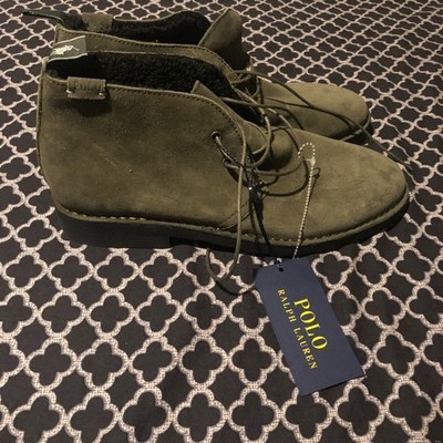 Polo Ralph Lauren TALAN Sz 8.5 Green Leather Faux Shearling Chukka Boots 40462