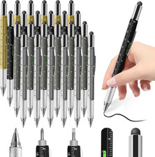 24 PCS 6-In-1 Multitool Tech with Ruler, Level Gauge, Ballpoint, Stylus Pen, Scr