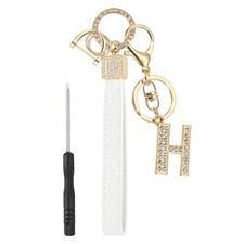 Leather Wristlet Keychain, Letter H Keychains
