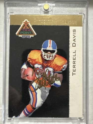 1997 Playoff Terrell Davis Auto Xtra Point Rare Gold - Picture 2 of 4