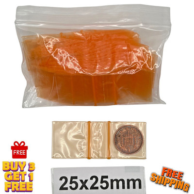 100, 25x25 mm orange Druckverschlussbeutel kleine Plastiktüten neu UK Griffdichtung wiederverschließbar