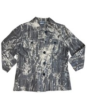 NEW Chico s Woman s Blazer Jacket Animal Print Beige Black sz 1