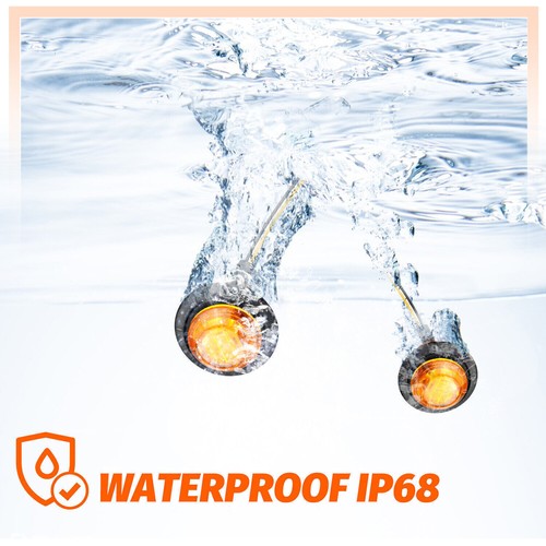 12V Marker Lights LED Truck Trailer 3/4" Round Side Bullet Light Amber Red Lamps - Imagen 6 de 34