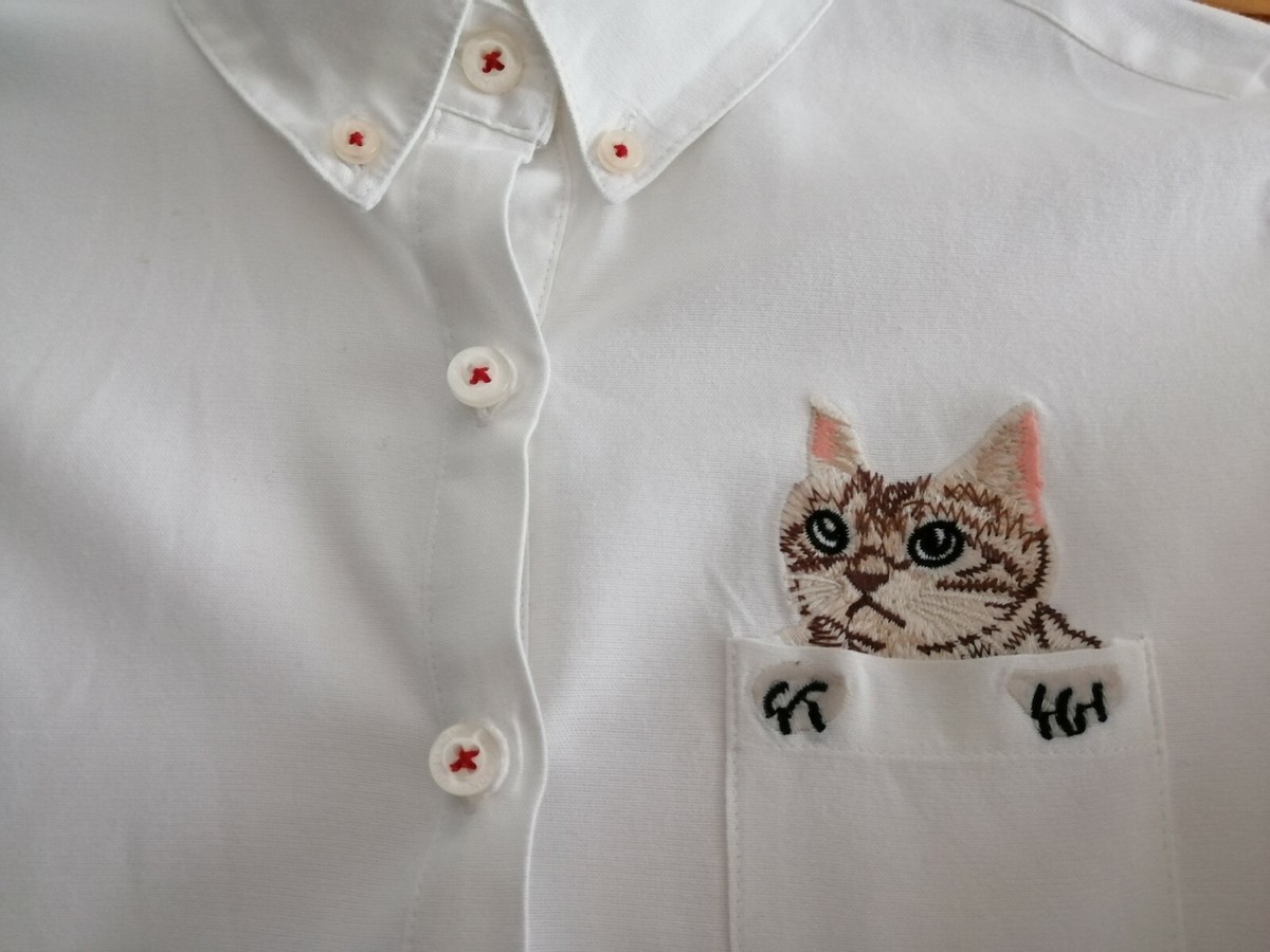 White GEMUMU, Girls, Long Sleeve Shirt with Cat UK