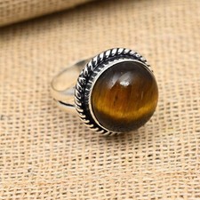 Tiger's Eye Gemstone Handmade 925 Sterling Silver Ring Jewelry