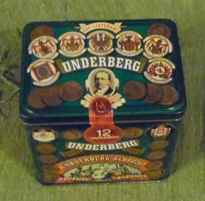Alte Dose , Blechdose , Underberg , H.Underberg-Albrecht , 12 cm x 9 cm x 12 cm - Bild 1 von 4
