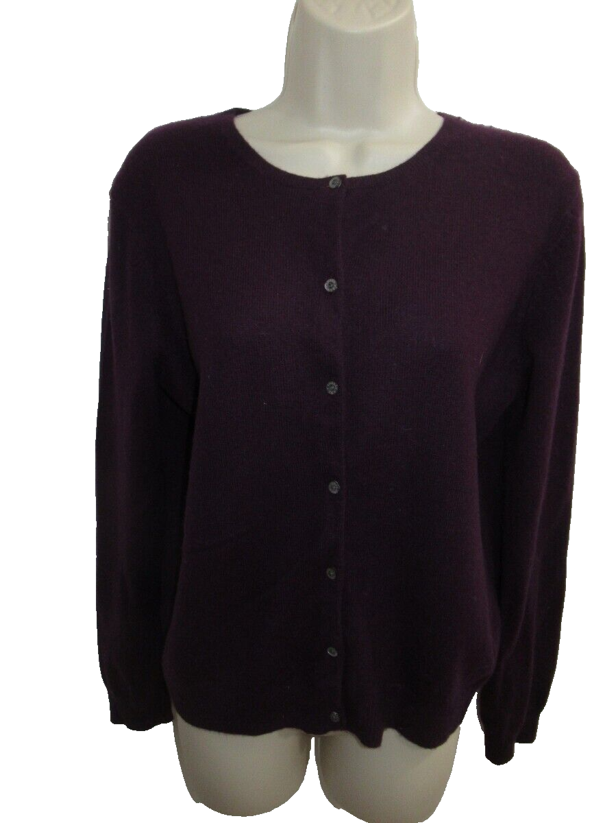 Lauren Ralph Lauren 100% Cashmere Purple  Crew Neck Cardigan Size M