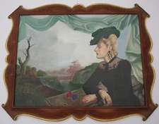 VINTAGE PORTRAIT PAINTING ICONIC Masterful SURREAL GORGEOUS FEMALE MODEL MCM