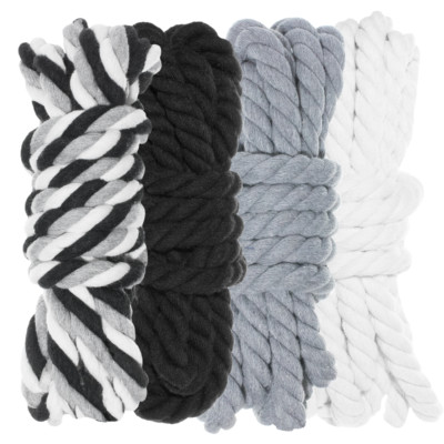 Twisted 3 Strand Natural Cotton Rope 40 and 100 Foot Kits in 1/4 In. and 1/2 In.