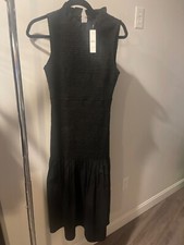 J Crew Smocked Drop-Waist Midi Dress Cotton Poplin Womens Size XS