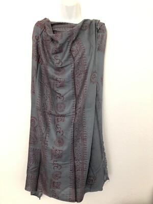 Om Hippie Yoga Meditation Prayer Gray Shawl Cotton Large Scarf Nepal Handmade