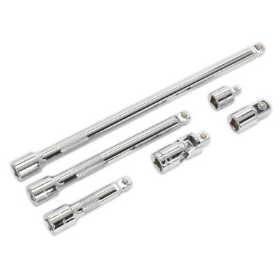 Sealey Wobble/Rigid Extension Bar, Adaptor & Universal Joint Set 6pc 3/8''Sq Dr