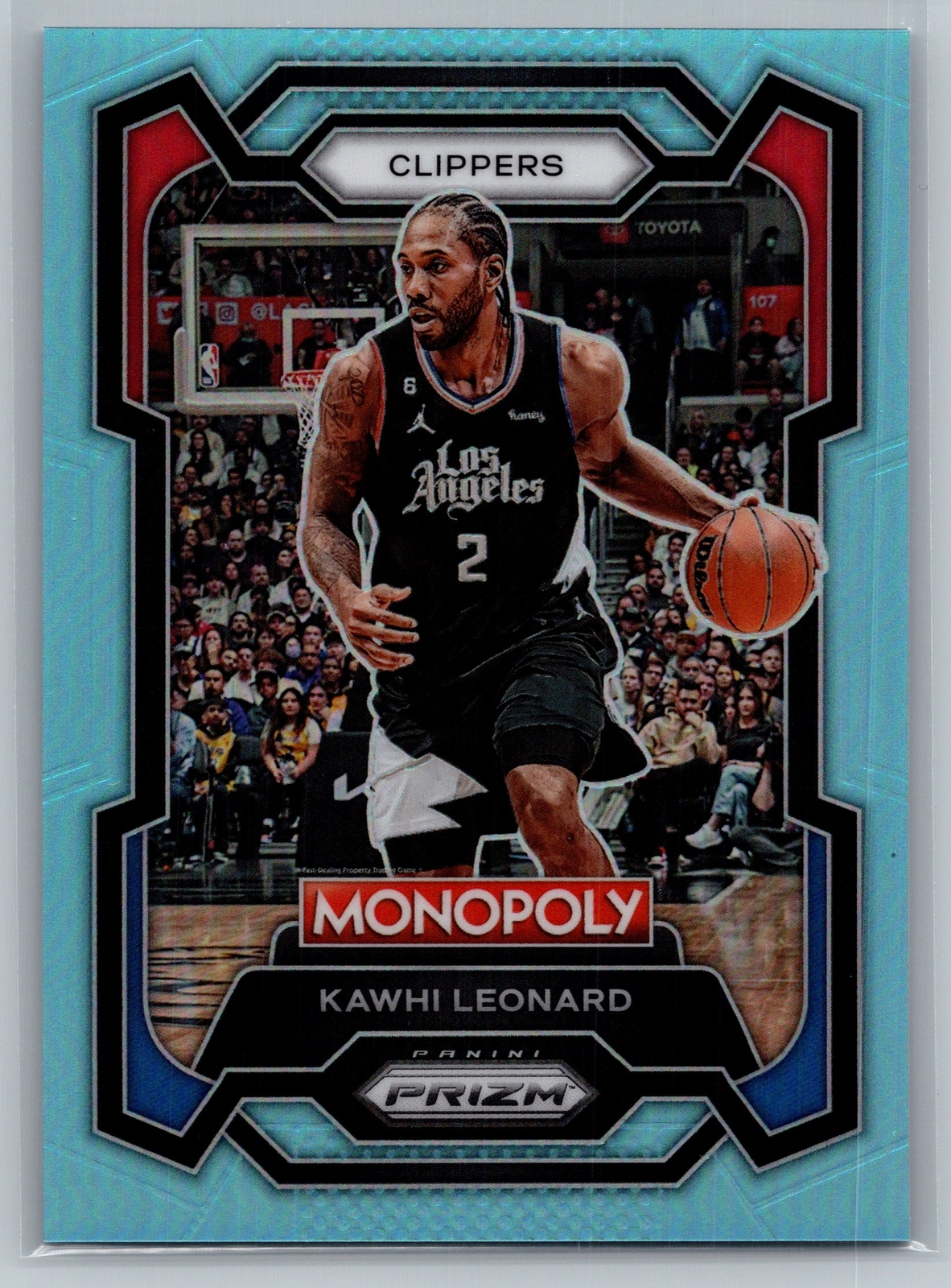 2023-24 Panini Prizm Monopoly #37 Kawhi Leonard Light Blue #/199 LA Clippers