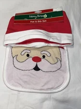 Merry Brite Santa Claus Hat & Teething Bib Set NWT  CUTE