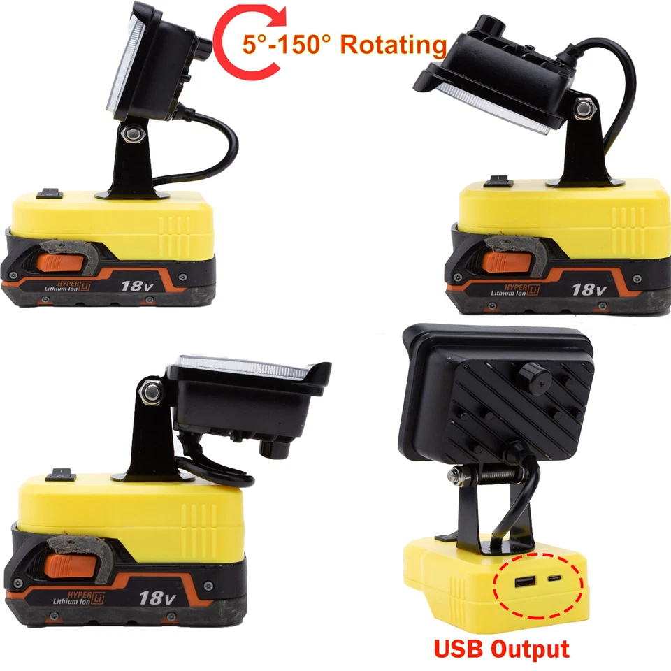 Super-Bright LED Work Light for Ridgid 18V Batteries 2800LM w/FAST CHARGE USB - Image 4 of 4